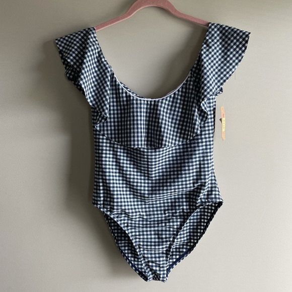 New Cremieux Off Shoulder One Piece Swimsuit L - Picture 2 of 4